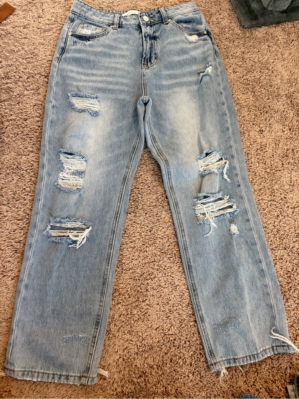 Altar'd State Light Blue Distressed Straight Jeans